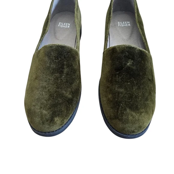 Eileen Fisher Demi 3 Velvet Loafers Olive‎ Green Women's Size 7.5 - Picture 2 of 9